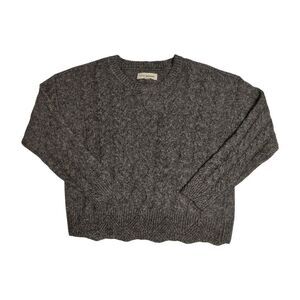 Lucky Brand Women's Lightweight Scallop Edge Hemmed Cable Knit Sweater - Black